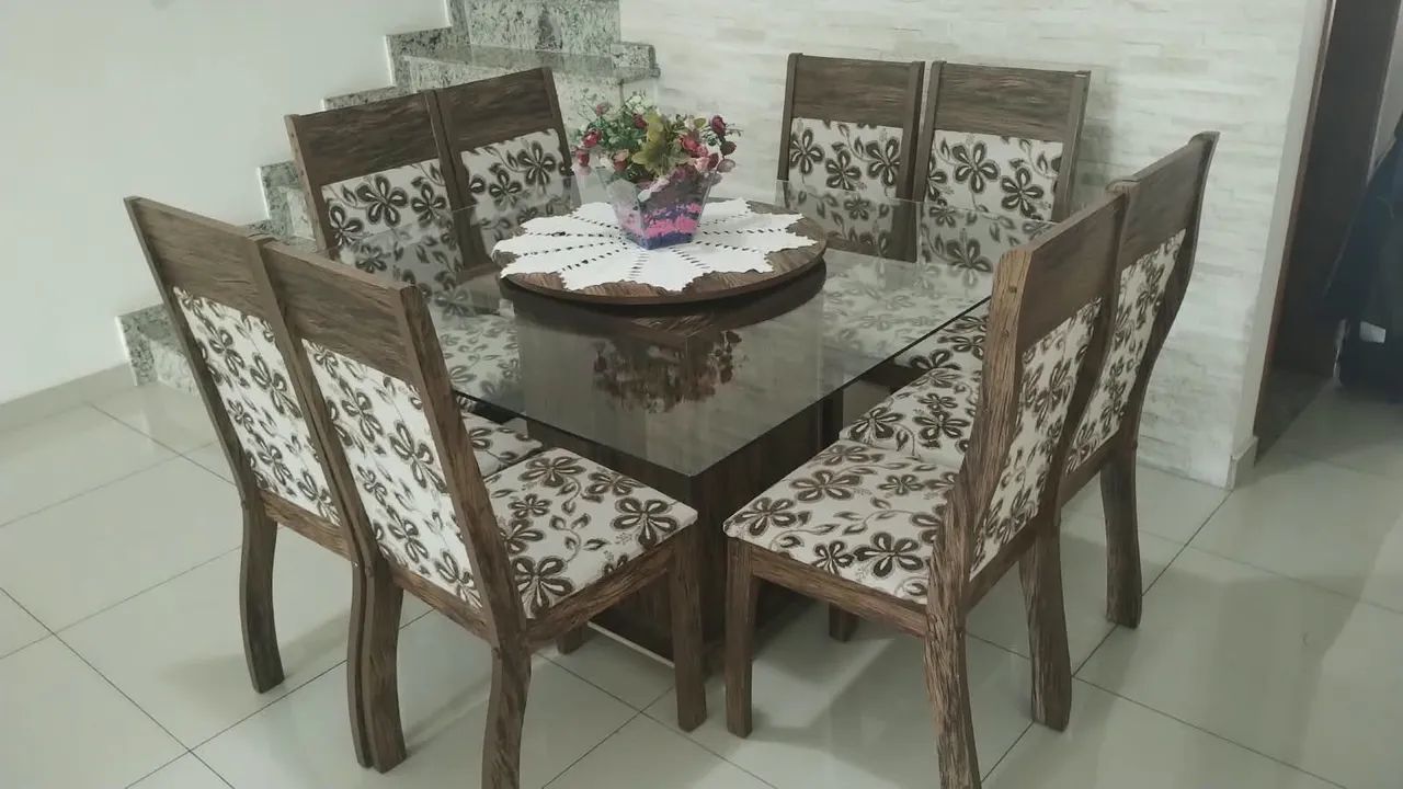 Mesa de jantar de vidro 1,51X 1,51 - Foto 2