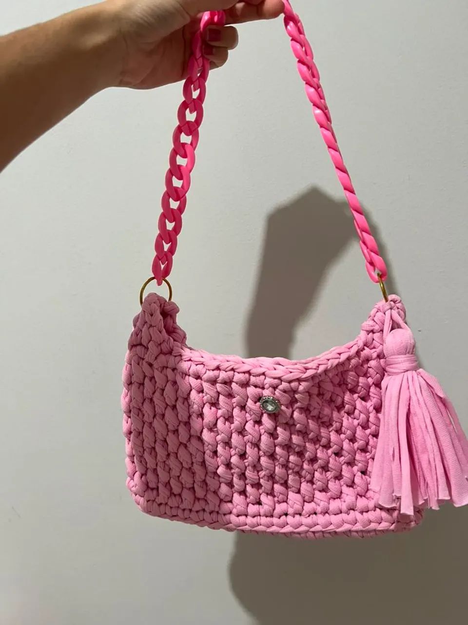 Bolsa de tricô Rosa  - Foto 2