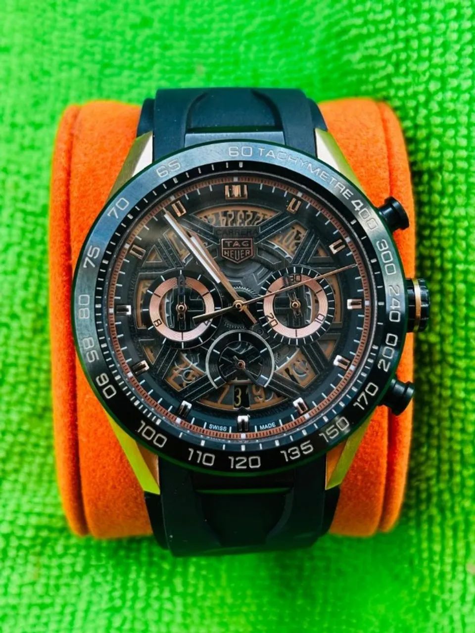 relógio tag heuer cronógrafo 100% funcional 45mm usado sem marcas