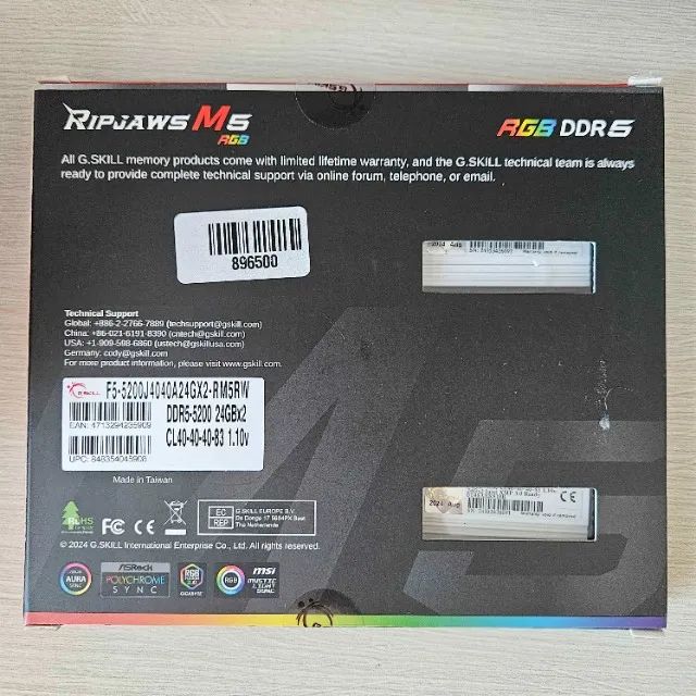 (NOVO) Memória DDR5 48GB (2x24GB) 5.200MHz G.Skill Ripjaws M5 RGB F5-5200J4040A24GX2-RM5RW - Foto 5