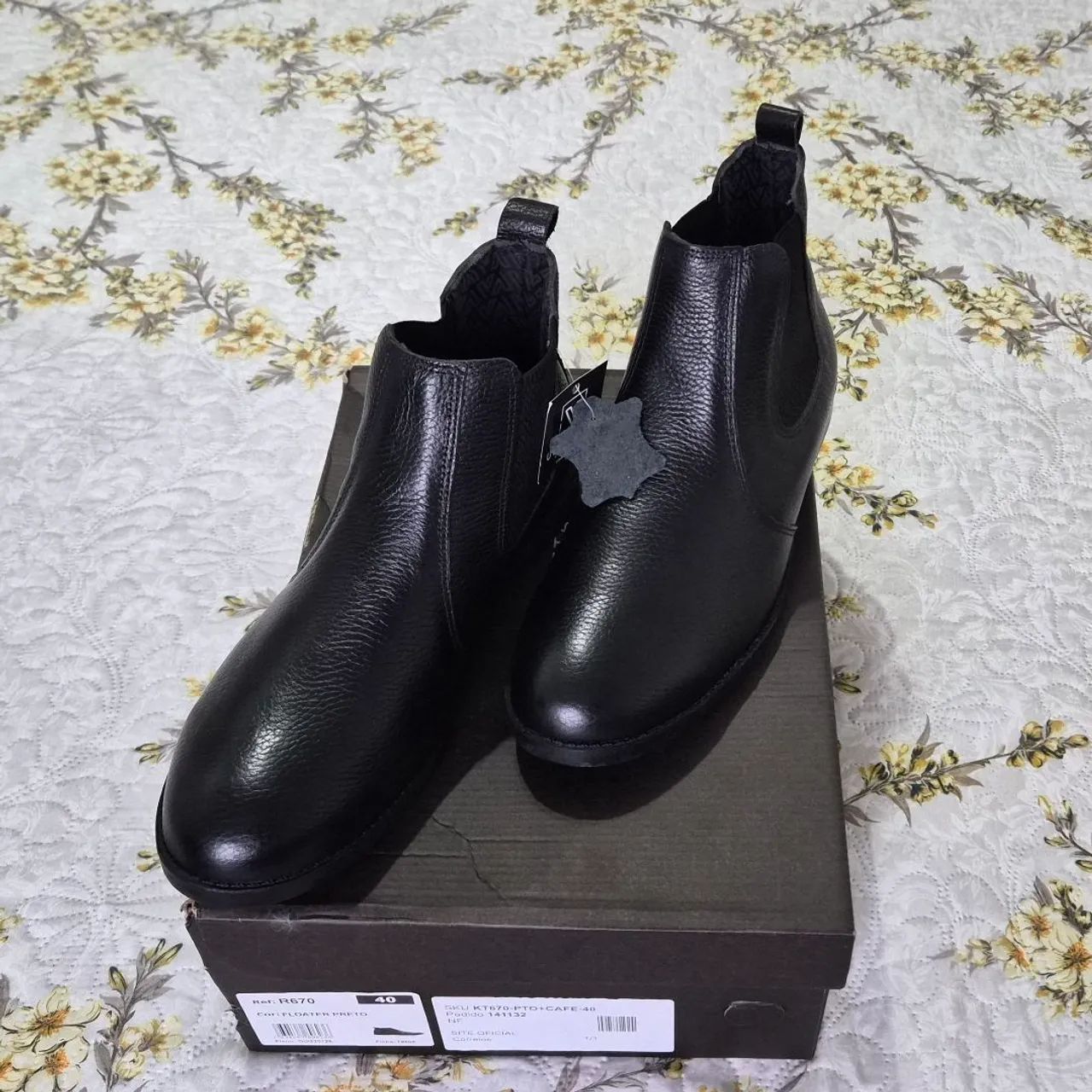 Bota Preta Couro Legítimo 40 - Foto 4