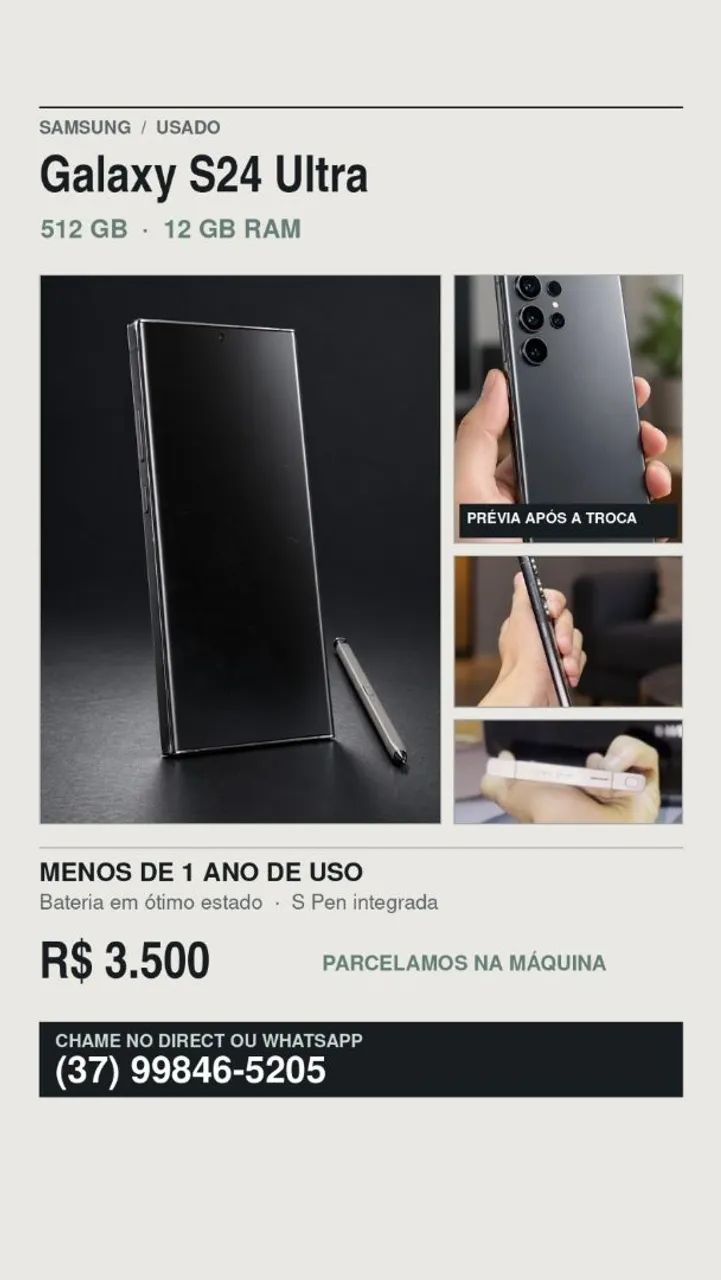 Samsung S24 ultra - vendo ou aceito troca em macbook