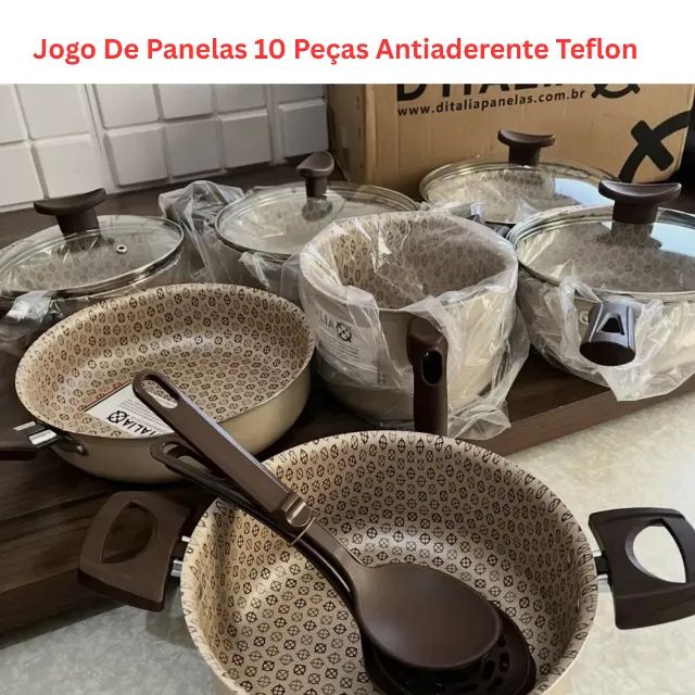 Jogo De Panelas 10 Peças Antiaderente Teflon - Linha Familiar Para Cozinha Completa, - Foto 4