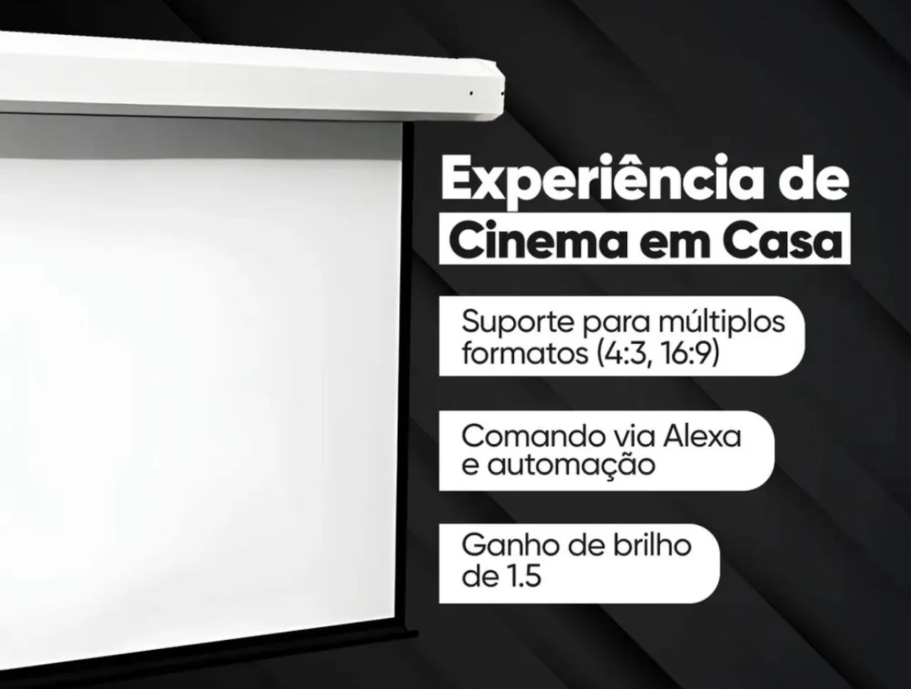 Tela de projeção eletrica 84 polegadas Alexa controle remoto teto ou parede 110v nova - Foto 2
