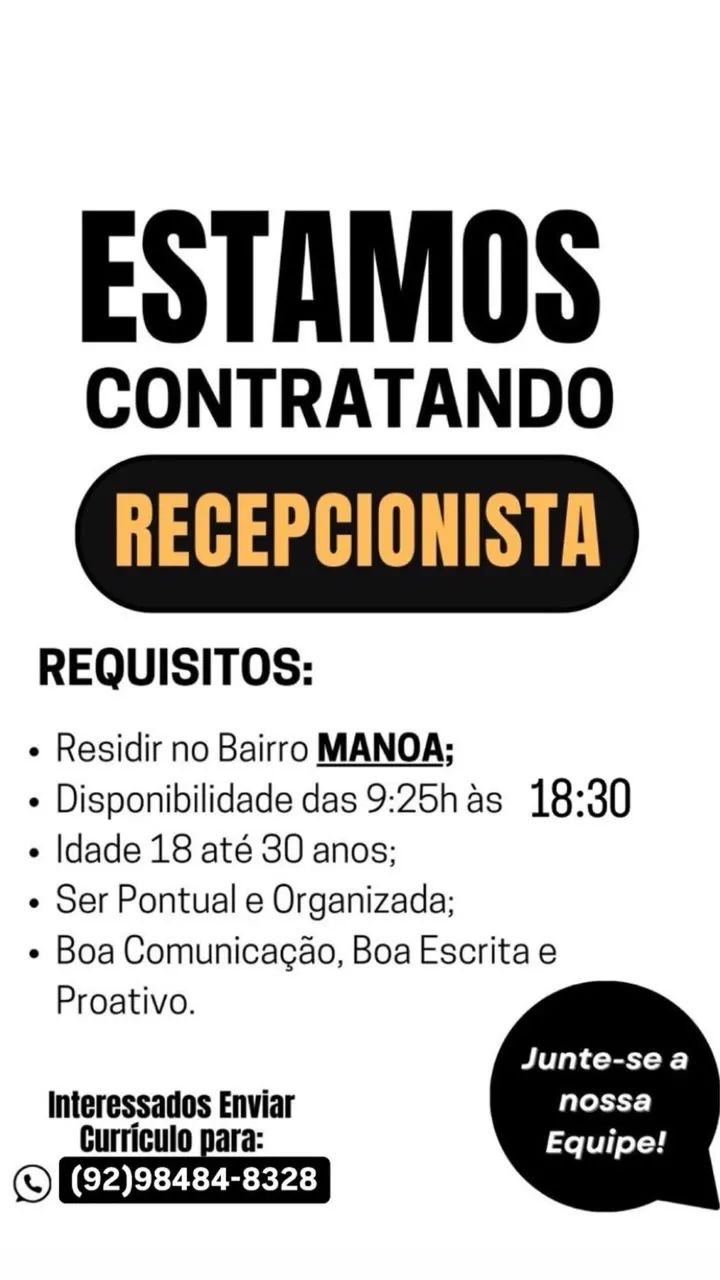 Vaga recepcionista 