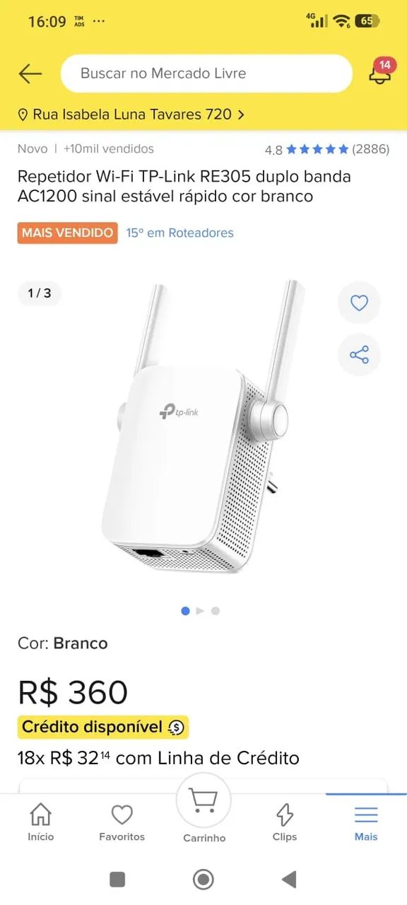 Extensor de Sinal Wi-Fi TP-LINK 