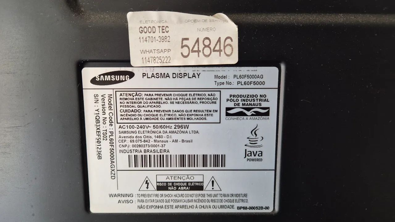 TV Plasma Samsung 60" (peças e carcaça) - Foto 3
