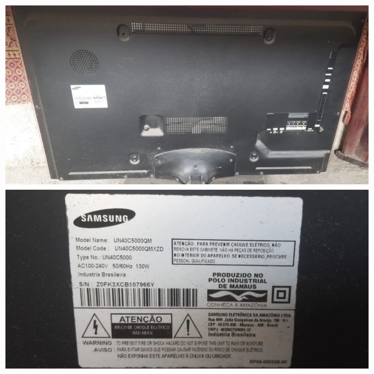 Lote com 5 TV com defeito.