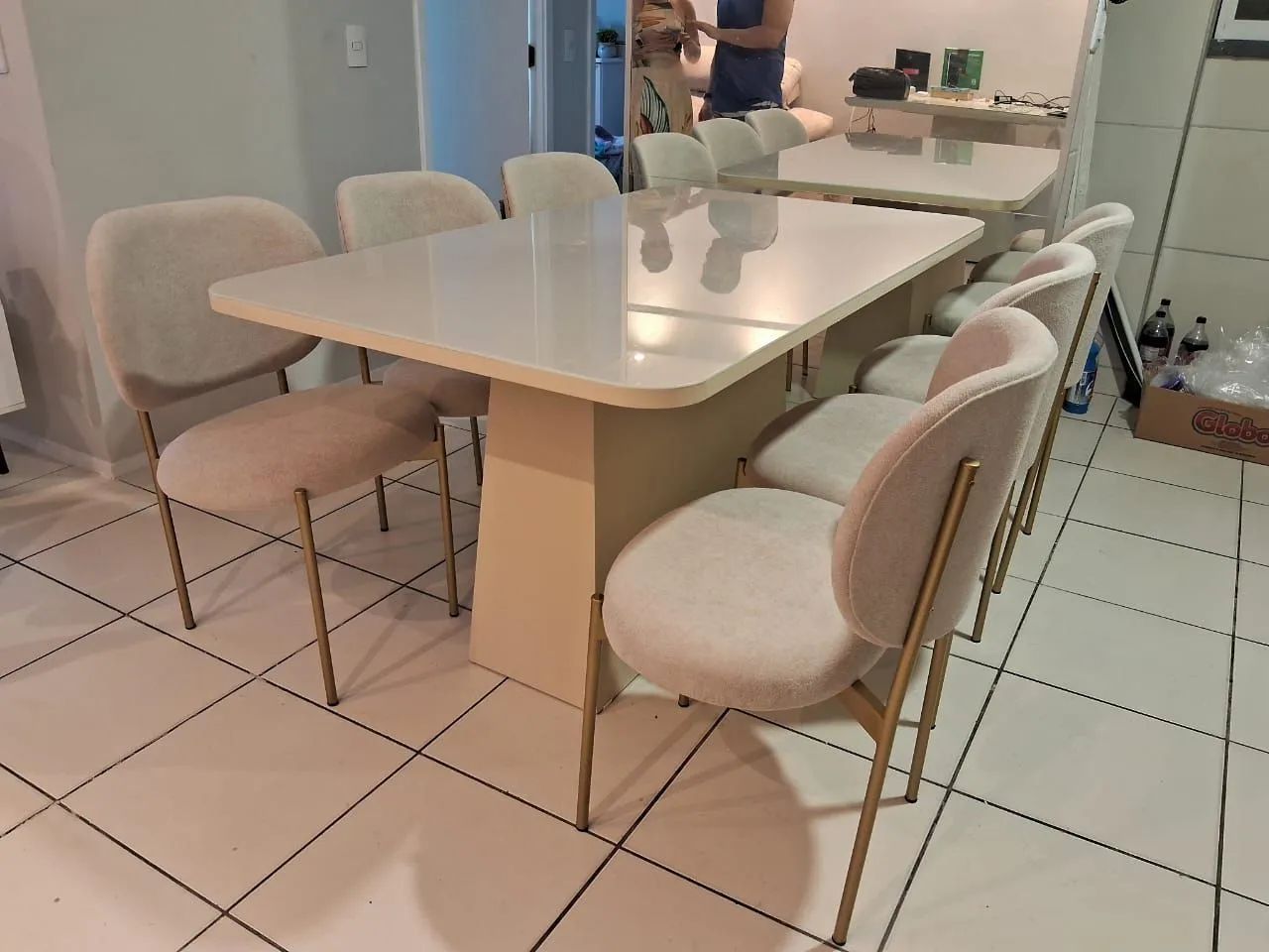 Mesa de Jantar Retangular Luxo com Vidro Laqueado Entrega Grátis  - Foto 5