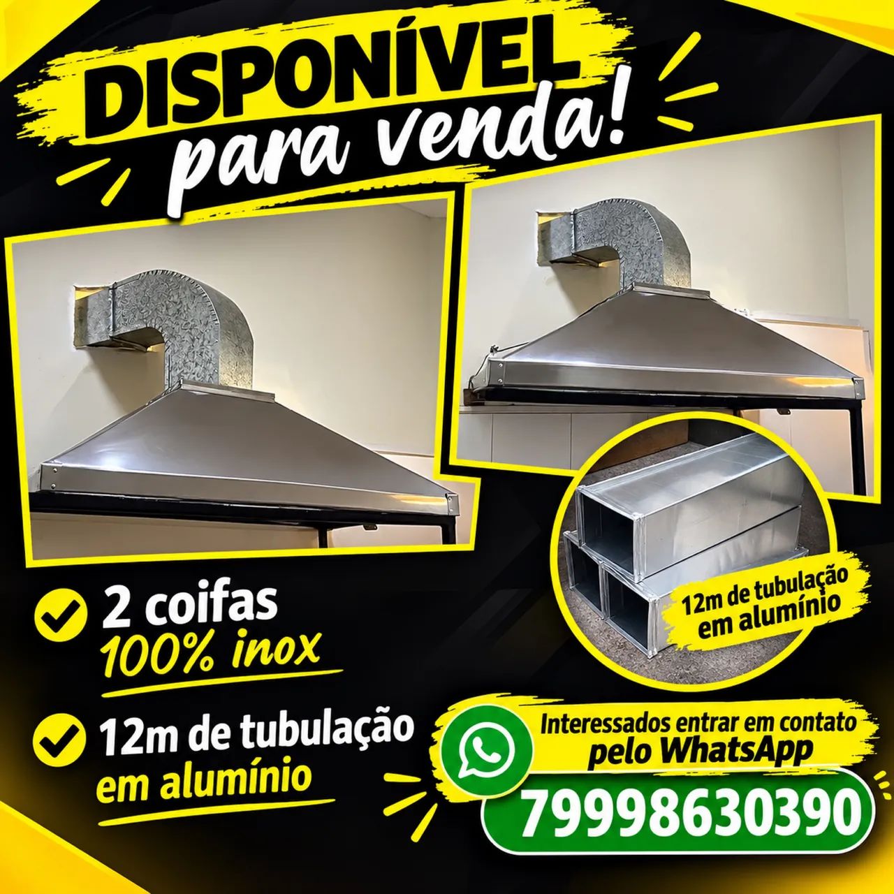 Vendo coifas em Inox para restaurante ou churrasqueira 