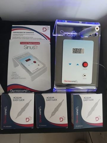 Micropigmentação - Combo Dermografo Sharp 300 Pró + Mala + Cartucho Pele Art.+ Batoque