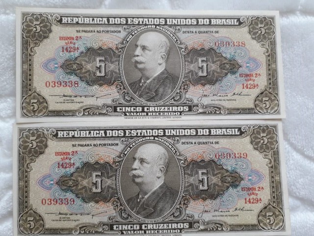 Cédulas Antigas - 5 Cruzeiros - 1956 - FE