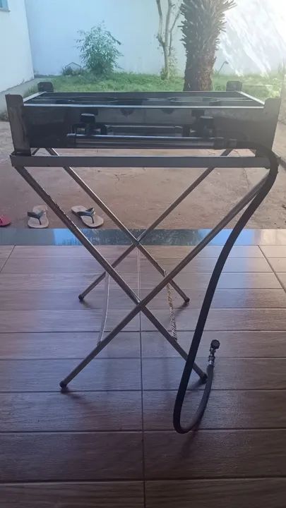 Fogão inox 2 boca com mesa para suporte e chapa de ferro - Foto 5