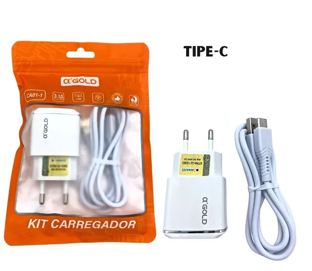 Carregador para celular tipo C ou v8 micro usb 3.1a