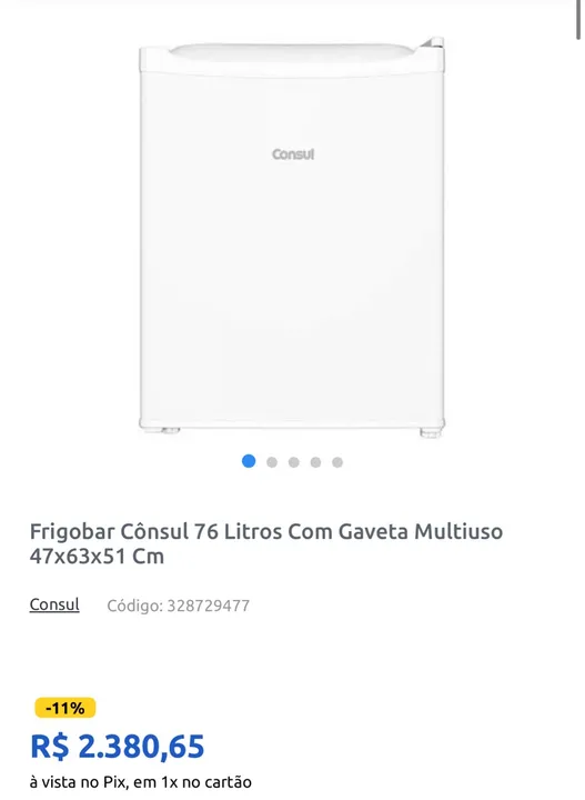 Frigobar Consul CRC08CBANA10 76L 127V