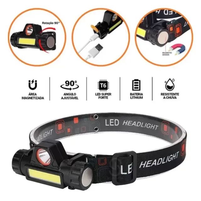 Lanterna de Cabeça 1 Led Sinalizador High Power Head Lamp _ FE180 - Foto 2