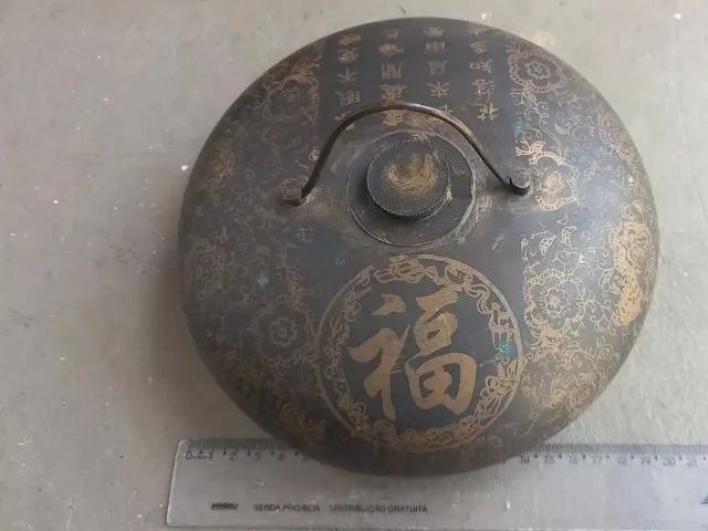 Aquecedor De Mão Chinês Vintage Metal Antiguidade Decoração - Foto 2
