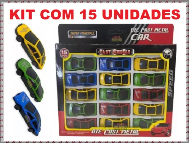 Carrinhos em miniatura 7 x 3 cm kit - com 15 unidades - Nino Boy