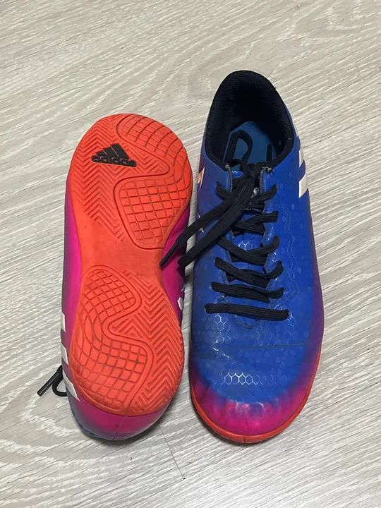 Chuteira Adidas Messi 16.3 IN Futsal Azul e Rosa - Foto 2