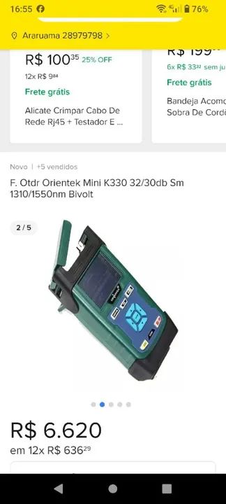 OTDR Orientek Mini K330 32/30db Sm 1310/1550nm Bivolt - Foto 3