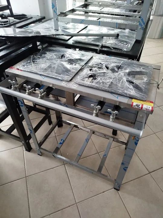 R1 Fogão inox 2 queimadores grade 30x30 baixa pressão Innal