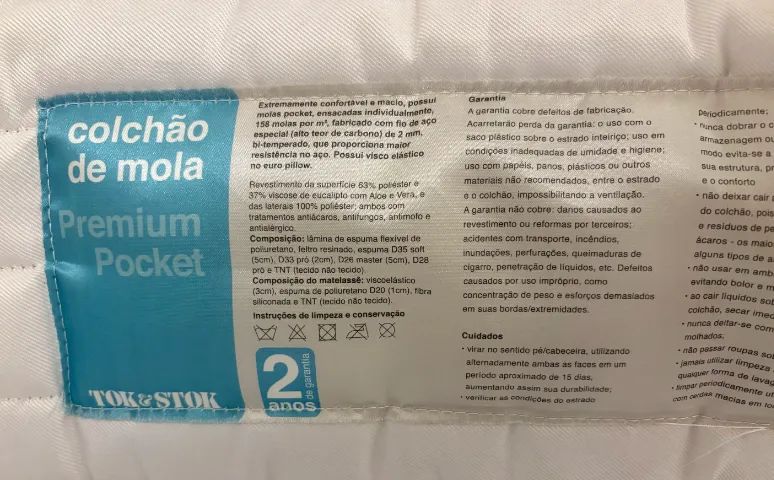colchão casal de mola premium pocket tok&stok - Foto 3