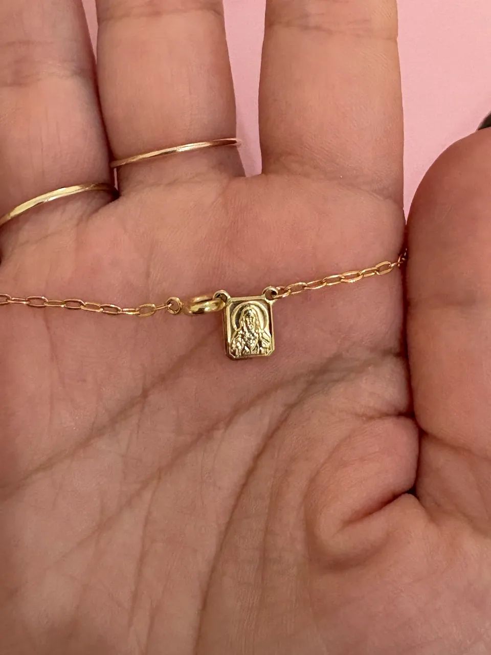 escapulário feminino ou infantil banhado a ouro delicado