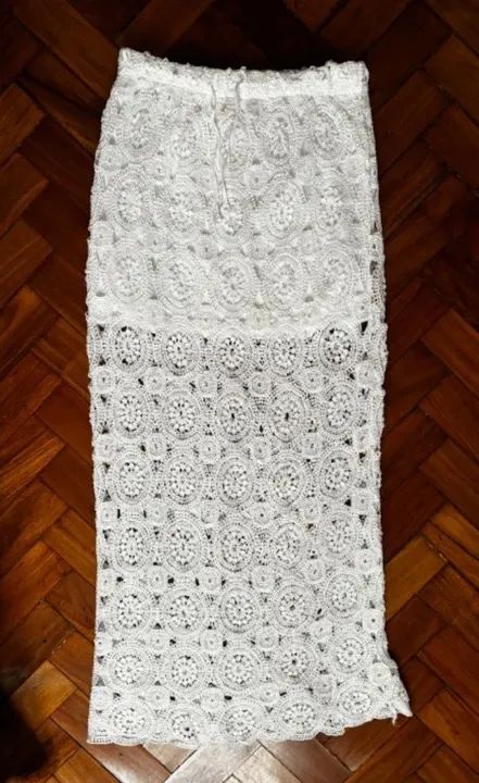 Saia midi tricô branca - Foto 3