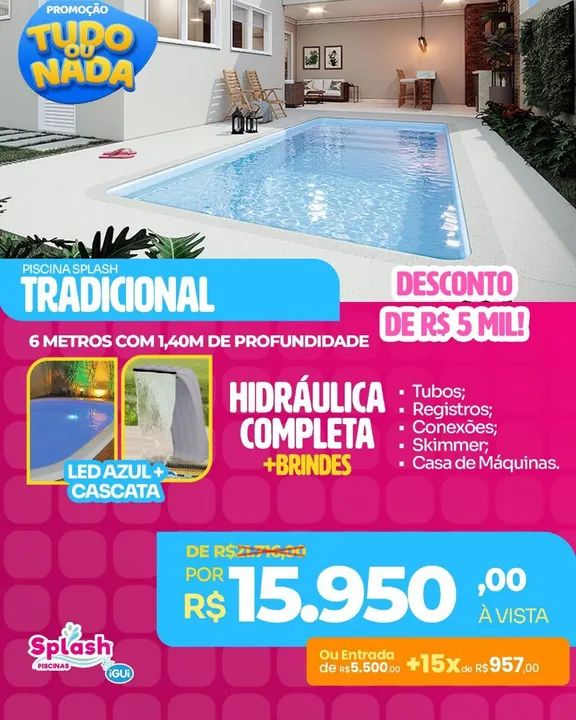 Piscina 6m  - Desconto de R$ 5 Mil!