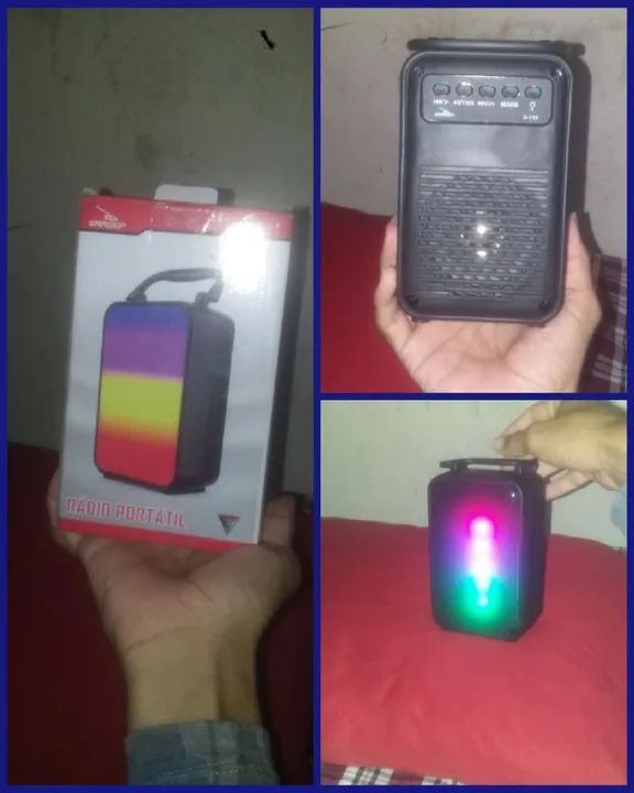 Caixa de Som Portátil com Bluetooth e Luzes LED