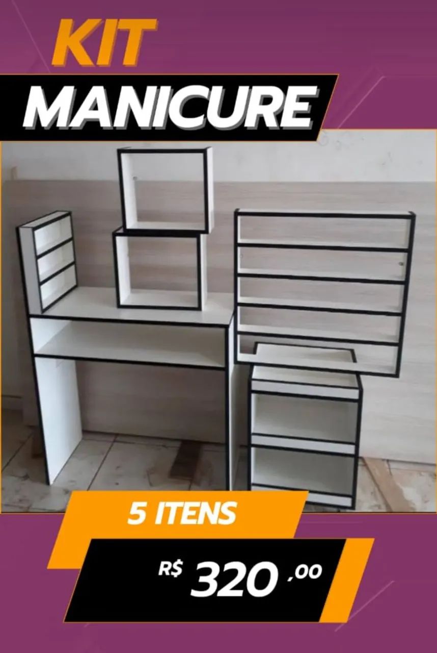 Mesa para manicure com 5 itens