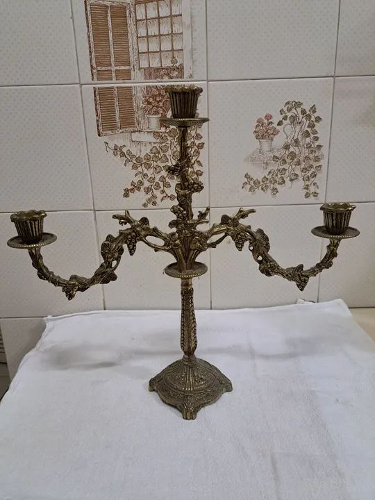 Candelabro 3 velas em bronze