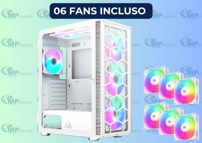 Loja MP Imports: Gabinete Gamer Montech X3 Glass, Mid Tower, White, ATX, 6 Fans, Vidro
