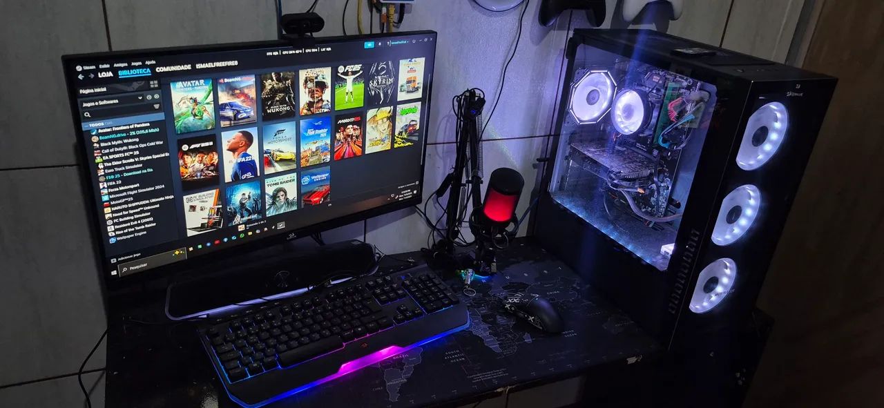 Microfone fifine + suporte articulado com rgb 