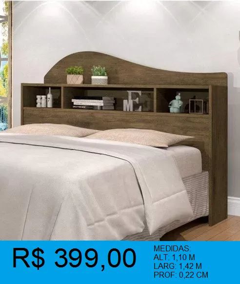 Cabeceira Casal em madeira - Entrega e montagem gratuita 
