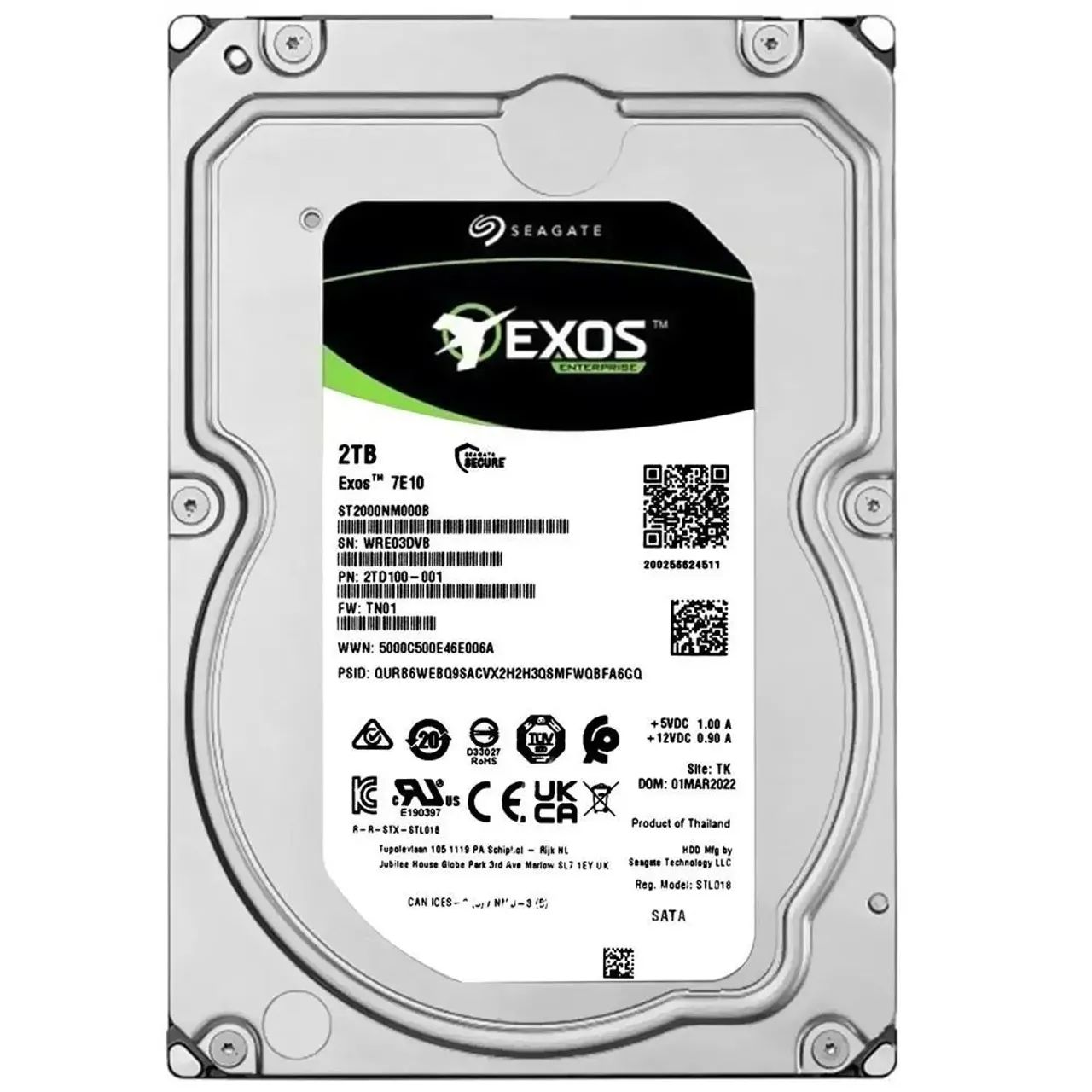 HD Seagate Exos 2TB 7E10 SATA 7200 RPM