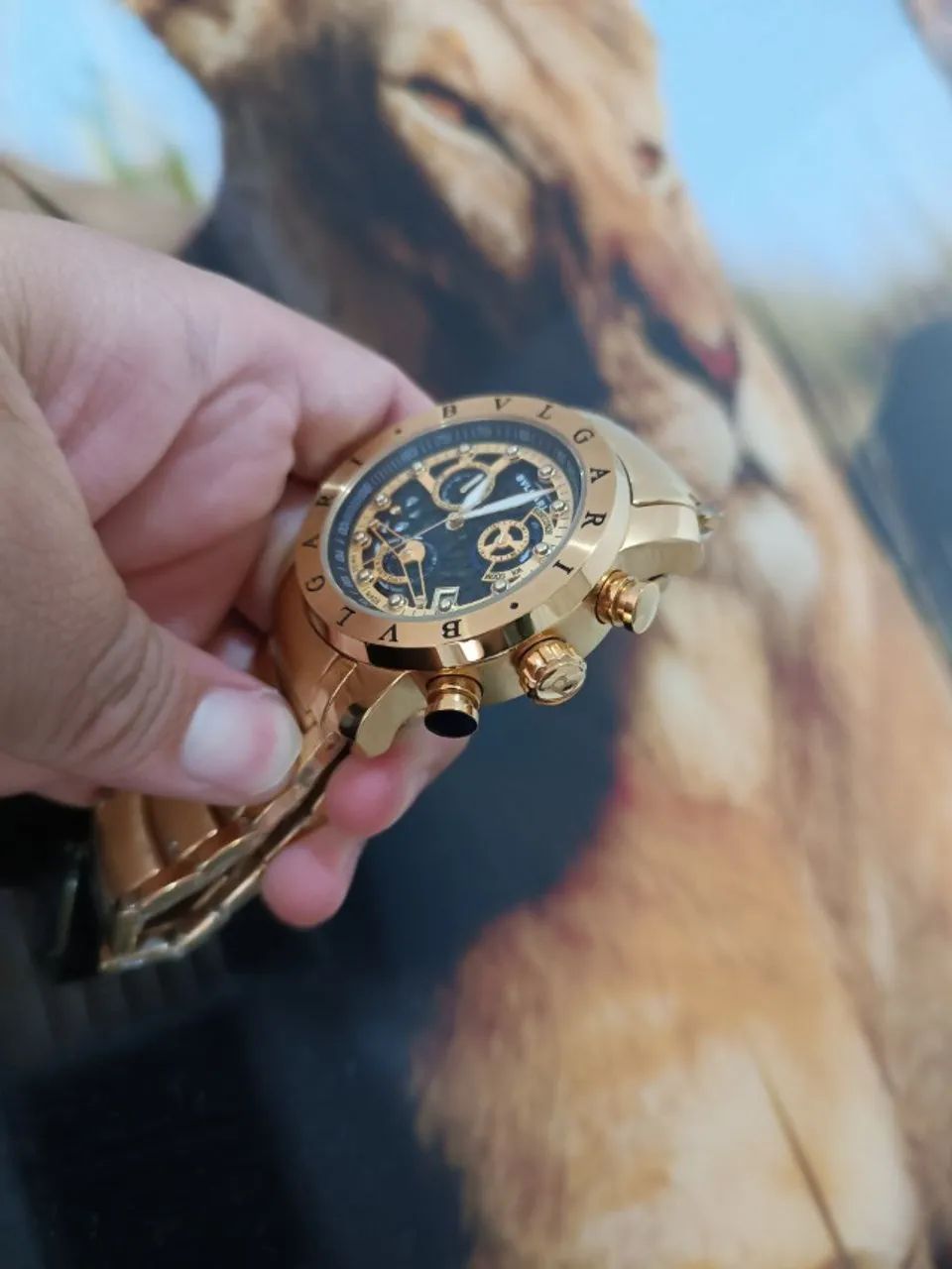 Relógio BVLGARI SKELETON DOURADO TODO FUNCIONA PREMIUM  - Foto 4