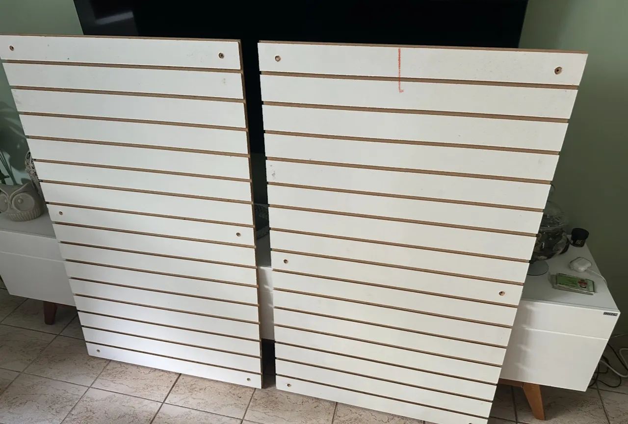 Placa Mdf Canaletado Painel Mdf Loja Branco 122x74