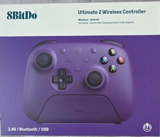 Controle 8BitDo Ultimate 2 Wireless Hall Effect Roxo - Preto - Branco - Lacrado - Original