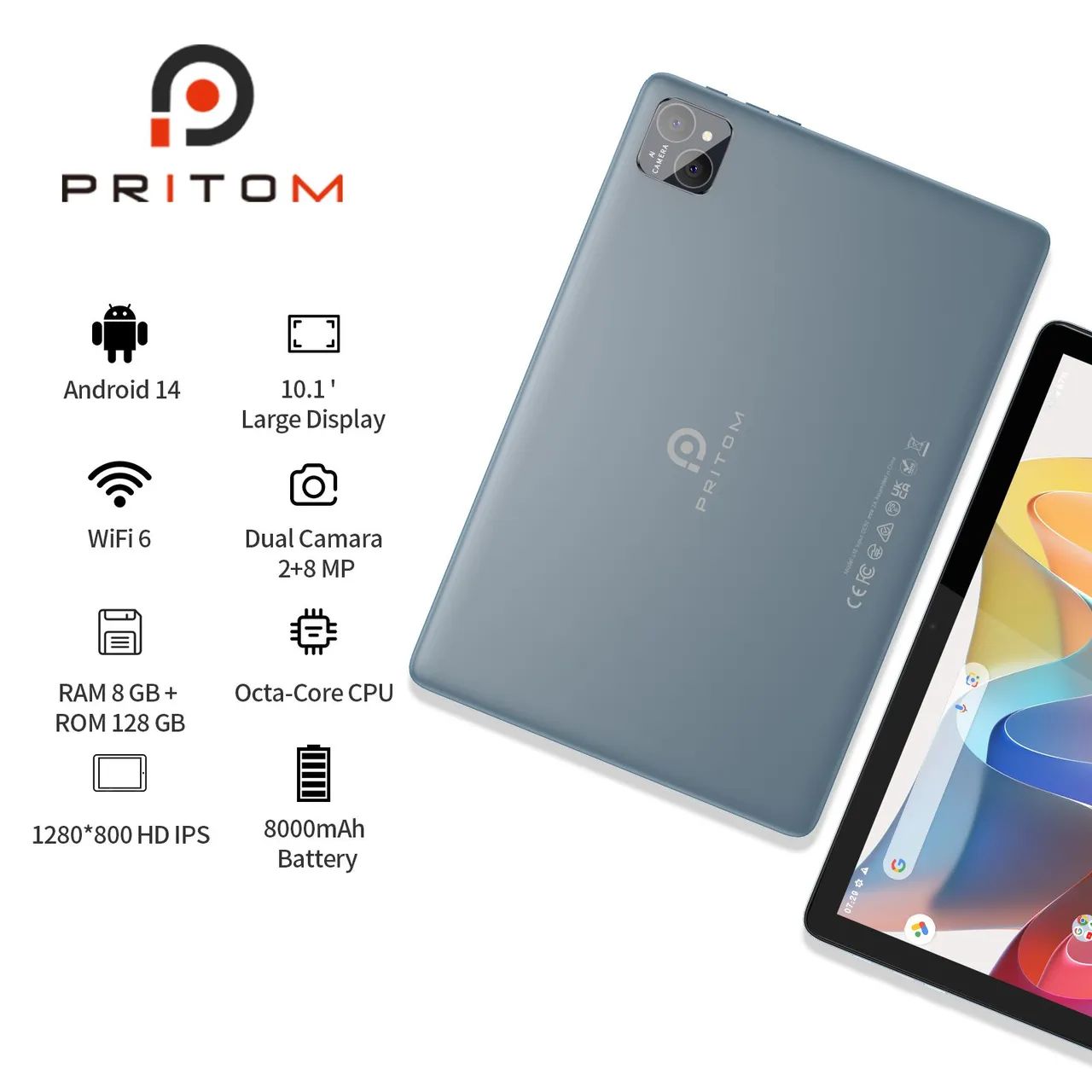 Tablet priton Android 14 8GB RAM 128GB de Armazenamento - Foto 2