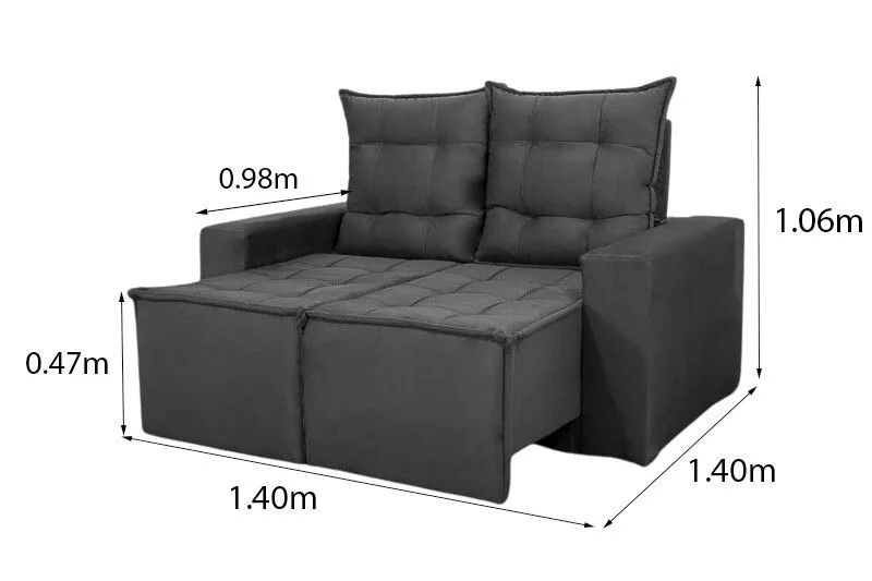 Sofá Retrátil 140cm 2 lugares Veludinho Bege - Foto 5