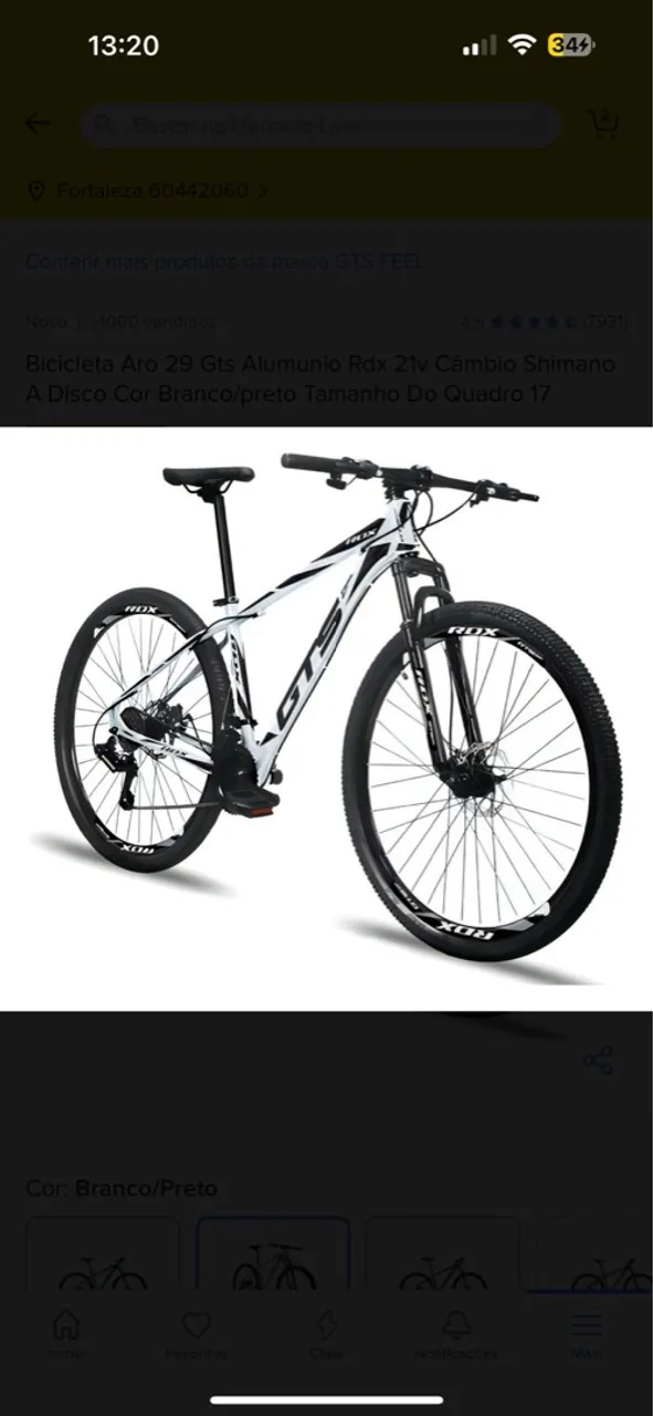Bicicleta Aro 29 cor branca