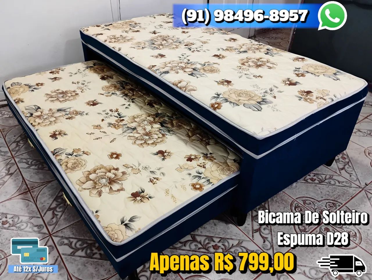 Bicama de Solteiro Espuma D28