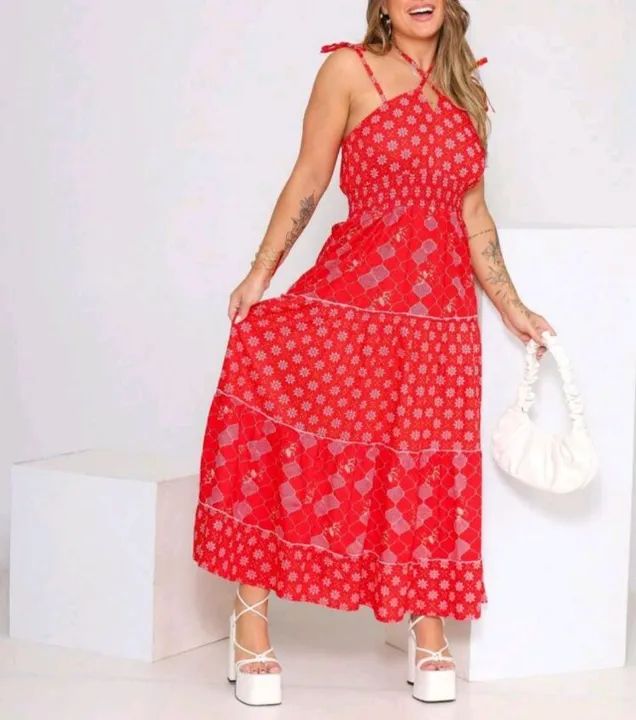 Vestido indiano Boho vermelho NOVO - Foto 5