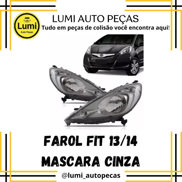 Farol Honda Fit 2013/2014 Máscara Cinza - NOVO