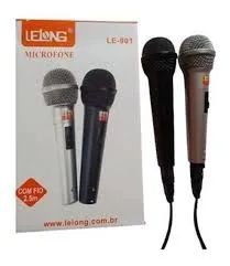 Microfone Dinâmico Kit 2 Mic Profissional Com Fio P10 2m - Foto 2