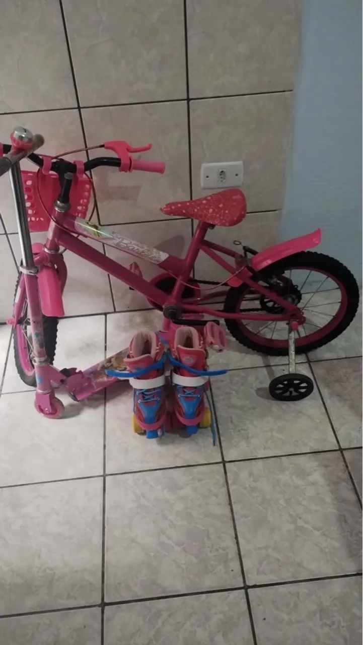 Super Oferta! Bicicleta, Patins e Patinete Infantil Feminino por Apenas R$250!