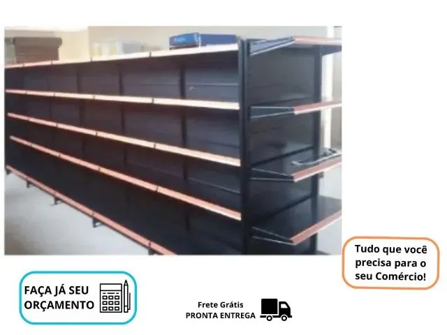 Gondola Central Preta com Porta Etiqueta 30x40