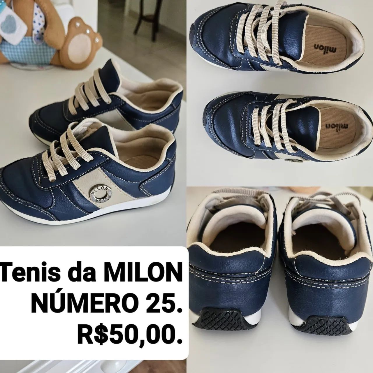 TÊNIS MILON NÚMERO 25. R$ 50,00.