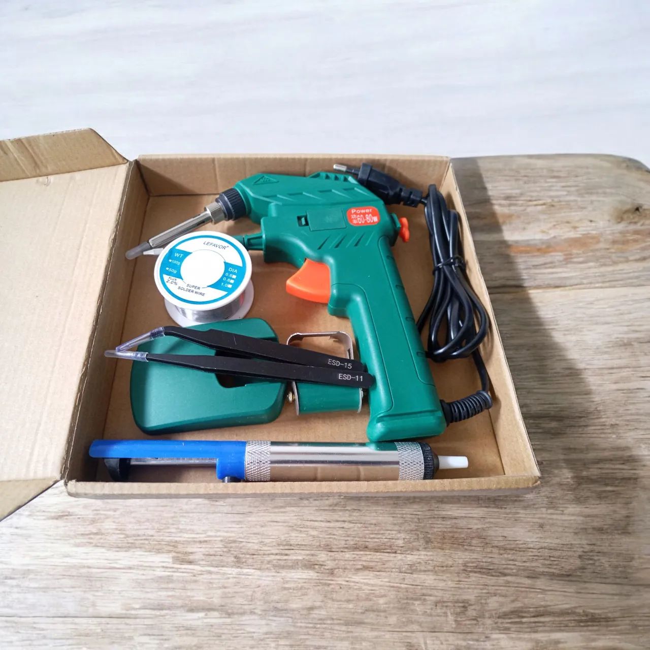 Ferro de solda Pro 60-80w com plugue manual automático de alimentação de estanho! kit - Foto 6